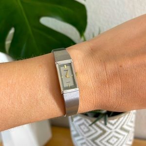 Pulsar Vintage Watch with Chain, Quartz Silver Color for Small Wrist